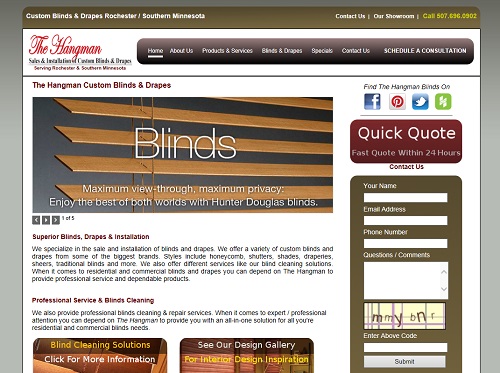 Thumbshot of the Hangman Blinds website we designed.