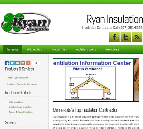 web project ryan insulation website